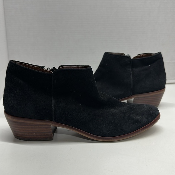 Sam Edelman Petty Suede Ankle Boots Booties Zip Up Ankle Shoes Black Size 8.5 - Picture 4 of 8